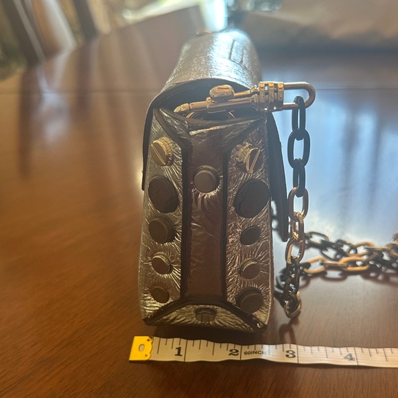 Zadig & Voltaire silver foil leather mini Bag, silver metal chain. Rare Find! - Picture 7 of 12